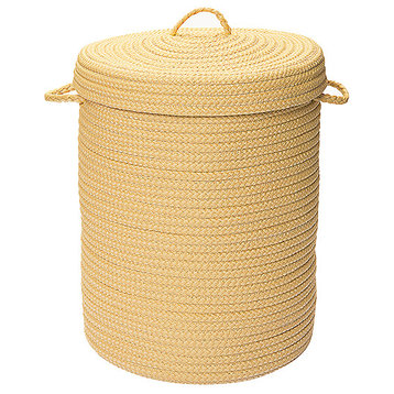 Colonial Mills Hamper Simply Home Solid Pale Banana Round Hamper With Lid