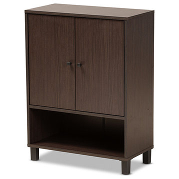 Cullan Modern Contemporary Dark Brown Wood 2-Door Entryway Shoe Storage Cabinet