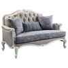 Ciddrenar Loveseat with 3 pillows in Fabric & White Finish