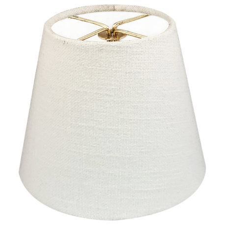 Royal Designs Clip On Chandelier Lamp Shade, Textured Linen White, 6 Inch, Singl