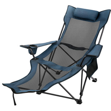 Vevor Oversize Recliner Folding Chair for Camping Patio Outdoors, Blue