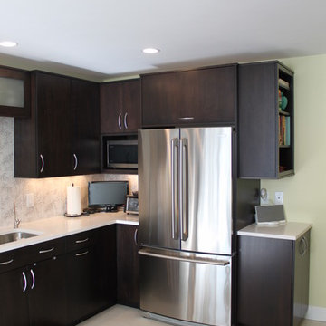 Modern dark stained cherry wood kitchen in Cambridge