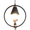 MIRODEMI® Saint-Dalmas-le-Selvage | Pendant Light with Girl&Boy Figures, Black, Girl