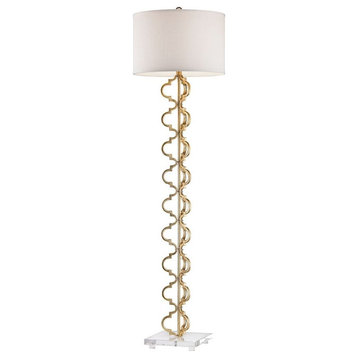 Floor Lamp Gold Leaf Finish White Linen Shade - Floor Lamps - 2499-BEL-3332841