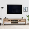 Atlin Designs Modern Wood TV Bench for TVs up to 90" in Distressed Warm Beige