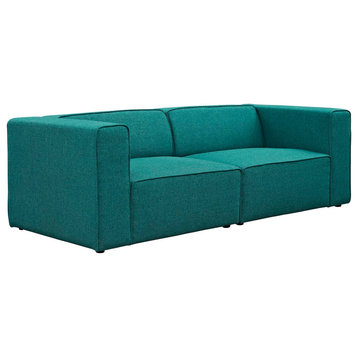 Mingle 2-Piece Upholstered Fabric Sectional Sofa Set, Teal