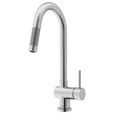 VIGO Gramercy 17" H Single Handle Pull-Down Sprayer Kitchen Faucet, Stainless Steel, Touchless, Without Extras