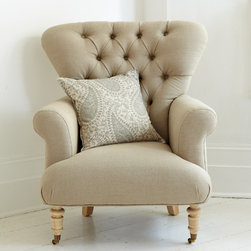 button back wheat linen armchair - Armchairs & Accent Chairs