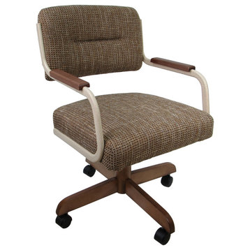 Swivel Tilt Kitchen Caster Chair with Wheels M-115, Checkered - Beige Moca