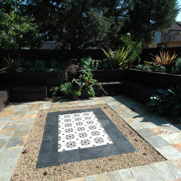 Victorian tiled paving feature