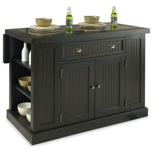 Home Styles Monarch Roll Out Leg Granite Top Kitchen Island In Black