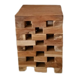BHome - Teak Wood Stool Alexa Square - Accent And Garden Stools