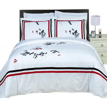 Florence Embroidered Cotton Duvet Cover Set, Full/Queen