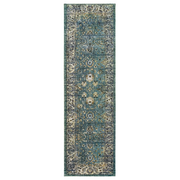 Oriental Weavers Empire Blue/ Ivory Oriental Indoor Area Rug 2'3"X7'6"