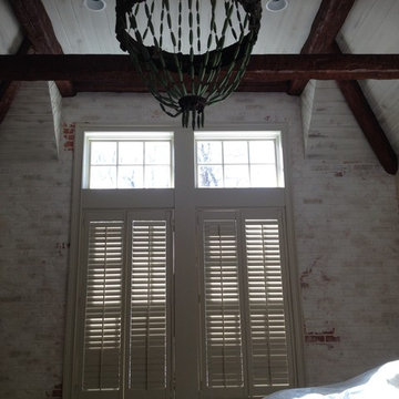 Faux brick wall and ceiling