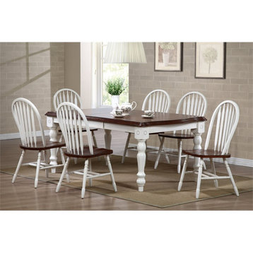 Sunset Trading Andrews 7-Piece 72" Extendable Wood Dining Set in White