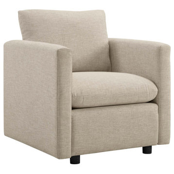 Rowan Beige Upholstered Fabric Armchair
