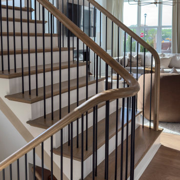 Project #153 | Sophisticated Red Oak Stair with Metal Balusters