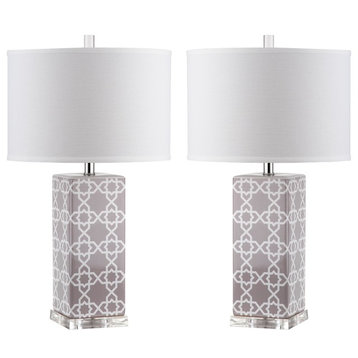 Safavieh Quatrefoil Table Lamps, Set of 2, Gray
