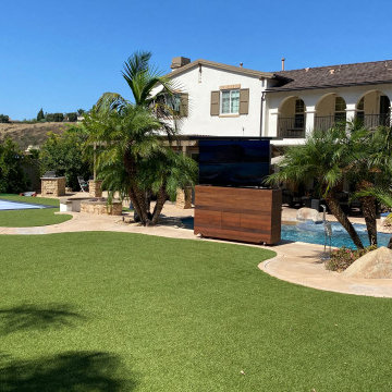 85" Mobile Ipe TV Lift in Scripps Ranch Backyard