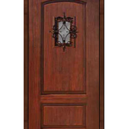 Entry Single Door 80 Fiberglass Rustic 2 Panel V-Grooved Solid6266 - Front Doors