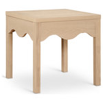 Meridian Furniture - Fiora Veneer End Table - Revisit a timeless design that's been given a sleek modern update when you bring home this Fiora natural oak end table. Reminiscent of a traditional end table from days gone by, this handsome piece features an interestingly scalloped apron around its perimeter for a look that screams contemporary refinement. The rich natural finish on this table adds to its chic appeal when positioned beside a sectional, sofa, or couch.