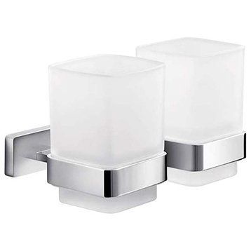 Lea A1910F Polished Chrome Double Holder with Frosted Glass Tumblers