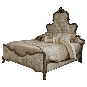 Aico Platine de Royale King Panel Bed in Antique Platinum