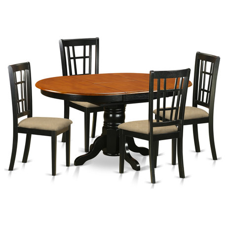 Keni5-Bch-C, 5-Piece Kitchen Table Set, Dining Table With 4 Wood Kitchen Chairs