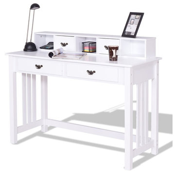 Modern Writing Mission Computer Desk With 4 Drawer