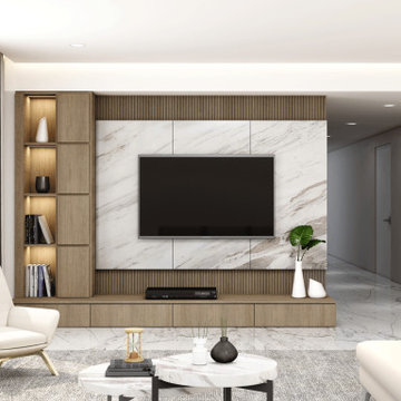 Wall Mounted TV Unit White Volakas Modern Living Room | Inspired Elements
