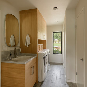 Contemporary Laundry Room with Rift White Oak Cabinetry