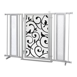 Fusion Gates - Fusion Gate with Songbirds Design, Satin Nickel, 52"-60" - Dog Gates