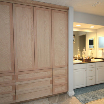 Custom Built-In Shaker Storage Cabinet shown in Unfinished Solid Oak