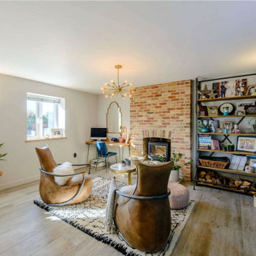 Living room with woodburner in feature wall