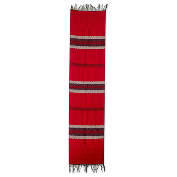 Novica Trails of Totonicapan In Red Cotton Table Runner