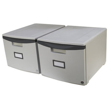 Single Drawer Mini File Cabinet With Lock, Legal/Letter, Gray/Black