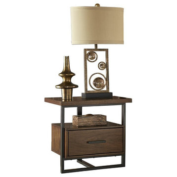 Lexicon Sedley Metal 1 Drawer End Table in Walnut