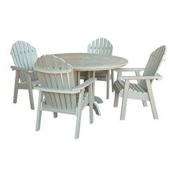 Highwood - Highwood Adirondack Hamilton 5pc Round Dining Set - AD-DNA48, Whitewash - Outdoor Dining Sets