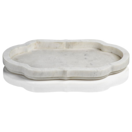 Primo White Marble Decorative Tray, S