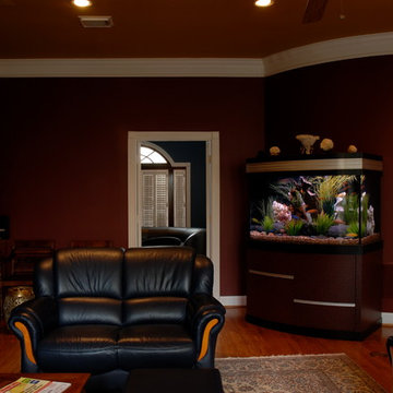 Freestanding Bow Front Aquarium with Custom Laminate Millwork Package