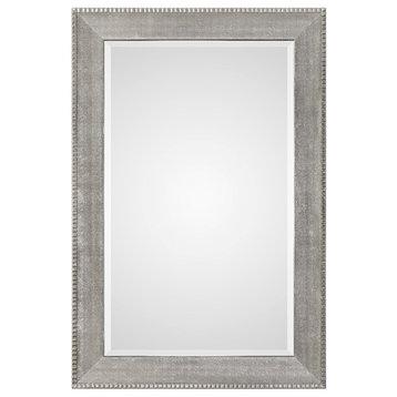 Oversize Modern Silver 59" Wall Mirror, Textured Metallic Extra Large