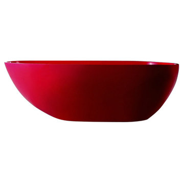 ADM Oval Freestanding Bathtub, Red, 72.8", Matte Red