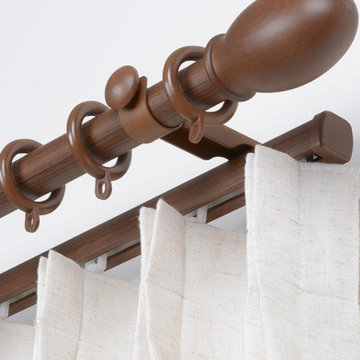 QYRF06 With Egg Fashion Wood Grain Outer Rod With Inner Track Set Ceiling/Wall M