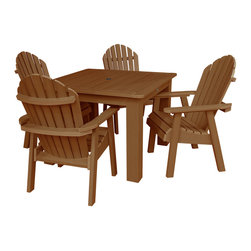 Highwood - Hamilton Adirondack 5pc Square Outdoor Dining Set - AD-DNA44, Toffee - Outdoor Dining Sets