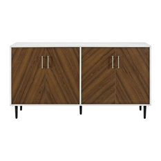 Pemberly Row 58" Modern Bookmatch Buffet, White and Teak