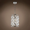 Crystal Grid 1-Light 8" Clear Glass Pendant, Polished Nickel, With LED Bulbs