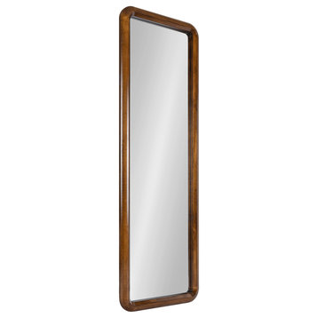 Pao Framed Wood Wall Mirror, Walnut Brown 16x48