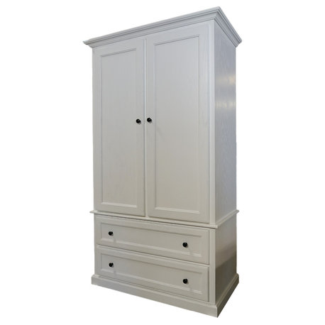 Modern Oak Extra Wide Wooden Wardrobe, Bright White