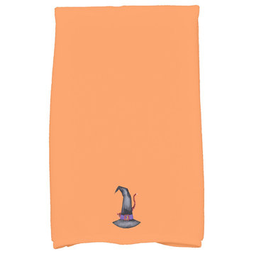 Cat Behind the Hat 18"x30" Orange Halloween Print Kitchen Towel
